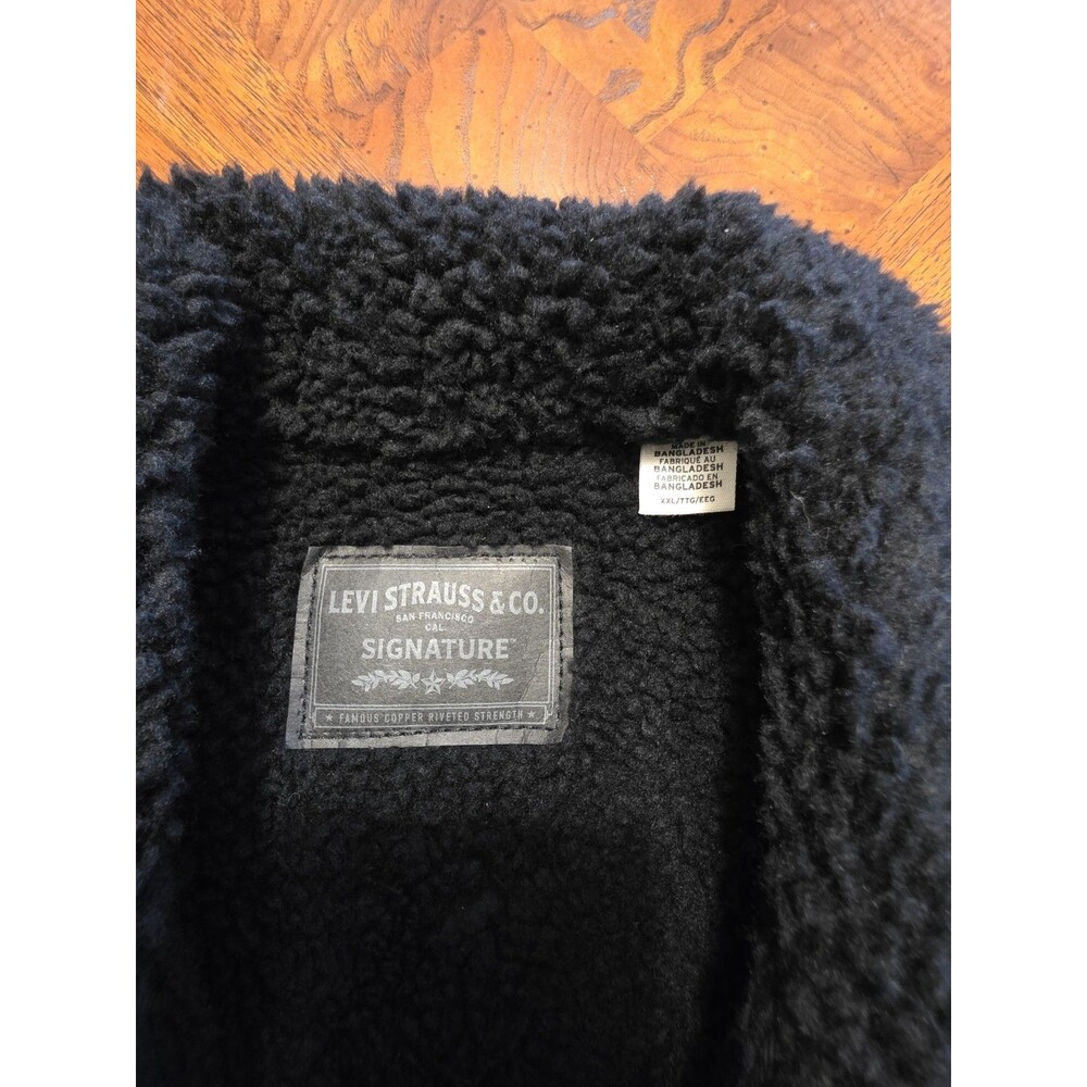 Levi’s Men's Relaxed Fit Button Front Sherpa Trucker Jacket XXL Black Canvas NEW - Picture 10 of 15